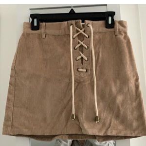 Kendall + Kylie beige corduroy mini skirt